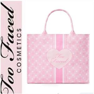 Too Faced  Pink Hearts Canvas Tote Bag